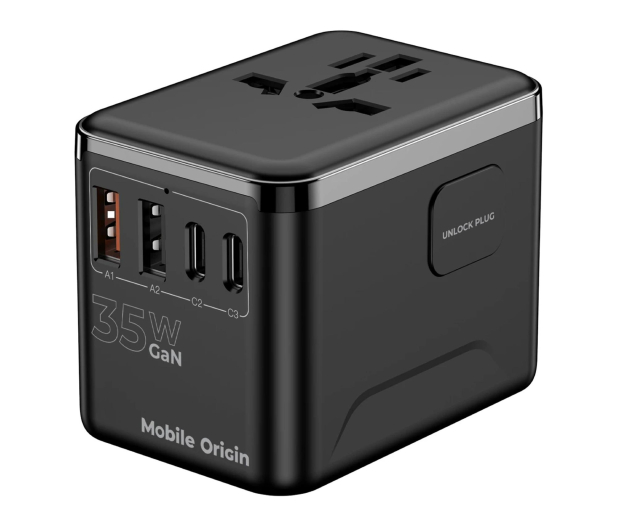 Mobile Origin GaN 35W Travel Adapter PW4 EU/UK/US/AUS3x USB-C + 2x USB-A  - 1504101 - zdjęcie 2